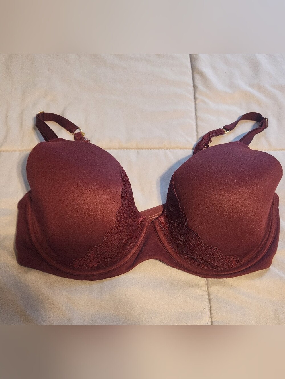 Soma Smooth Plunge Bra with Lace Accents in Burgundy